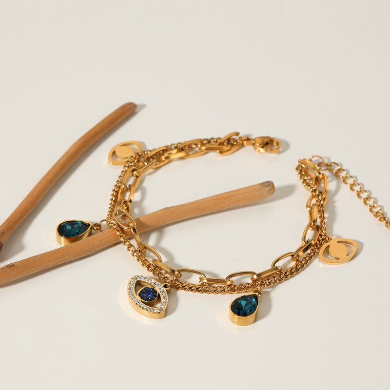 Wholesale Devil Eye Double Layer Titanium Steel Bracelet